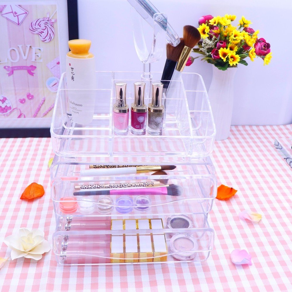 Lipstick Storage Box Makeup Brush Holder Table Nail Polish Rack Acrylic Makeup Organizer for Cosmetics Containers