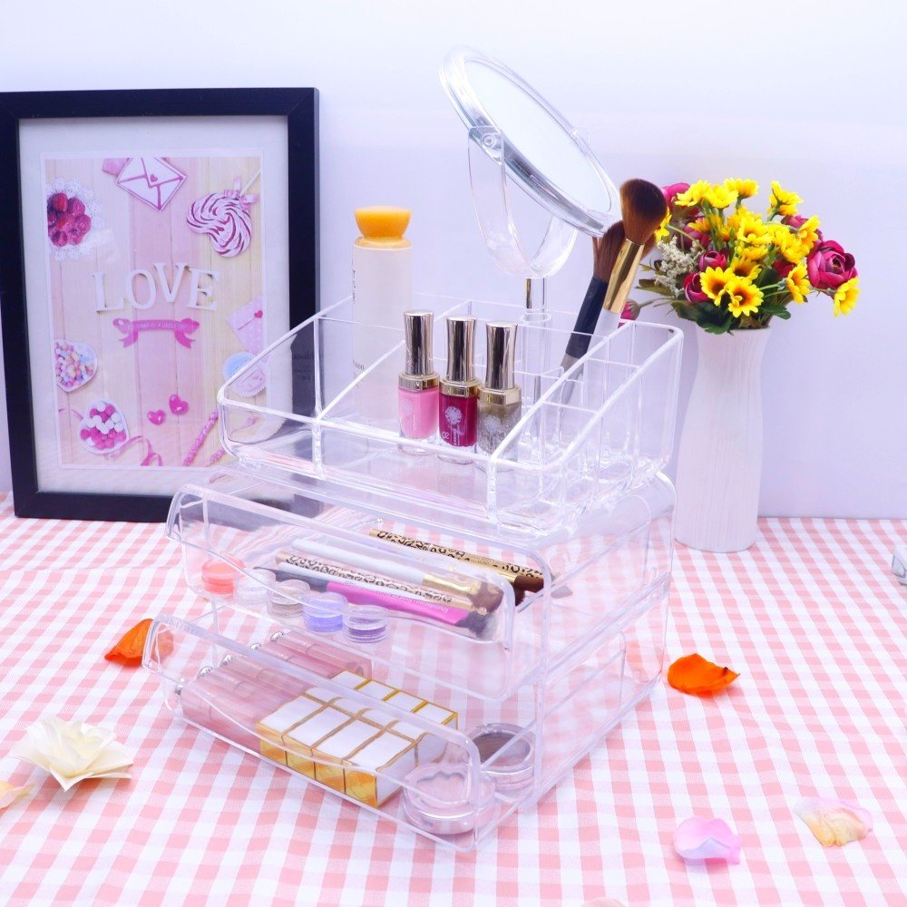 Lipstick Storage Box Makeup Brush Holder Table Nail Polish Rack Acrylic Makeup Organizer for Cosmetics Containers