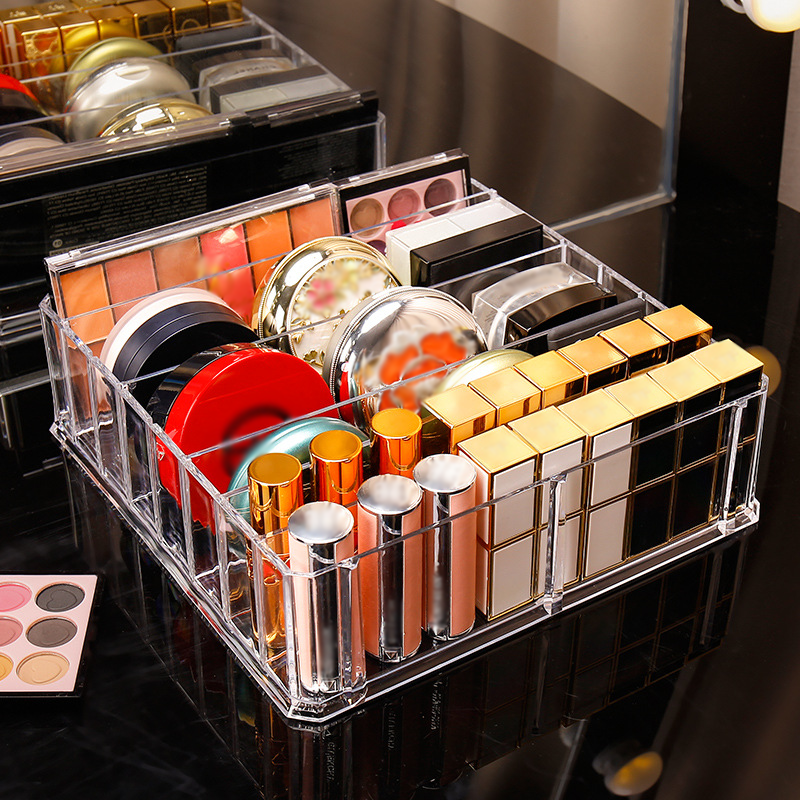 Transparent acrylic 8-cell space removable cosmetic storage box for household use