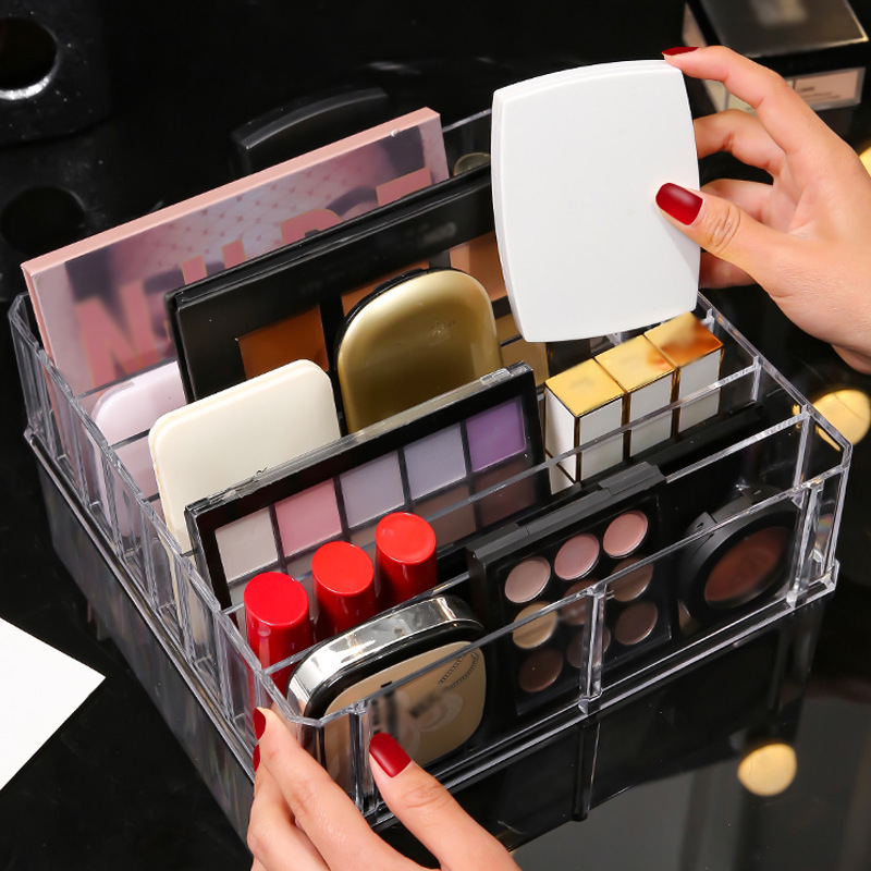 Transparent acrylic 8-cell space removable cosmetic storage box for household use