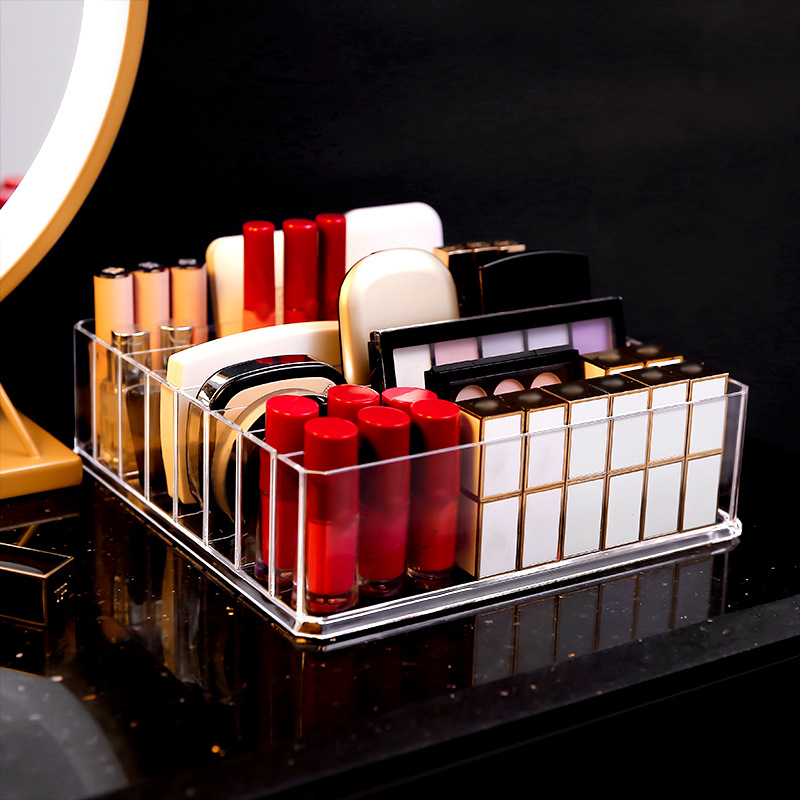 Transparent acrylic 8-cell space removable cosmetic storage box for household use