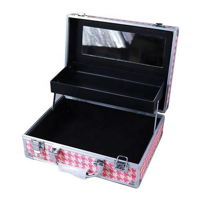custom small suitcase organize luxury travel case form cosmetic case with mirror box makeup aluminum