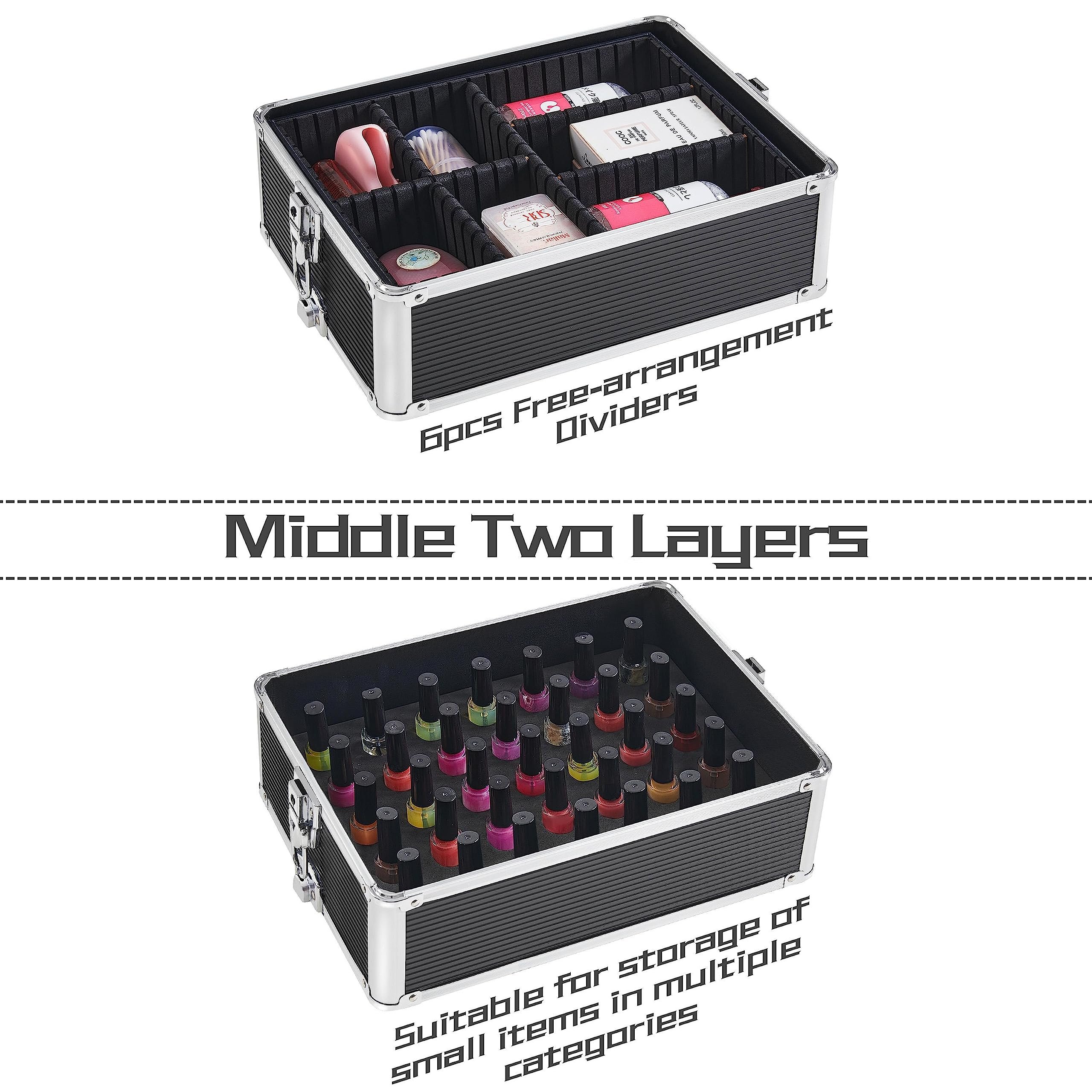 5 in 1 Wheels Aluminum Beauty Travel Case Rolling Cosmetic Organizers 5 in 1 Cosmetology Case