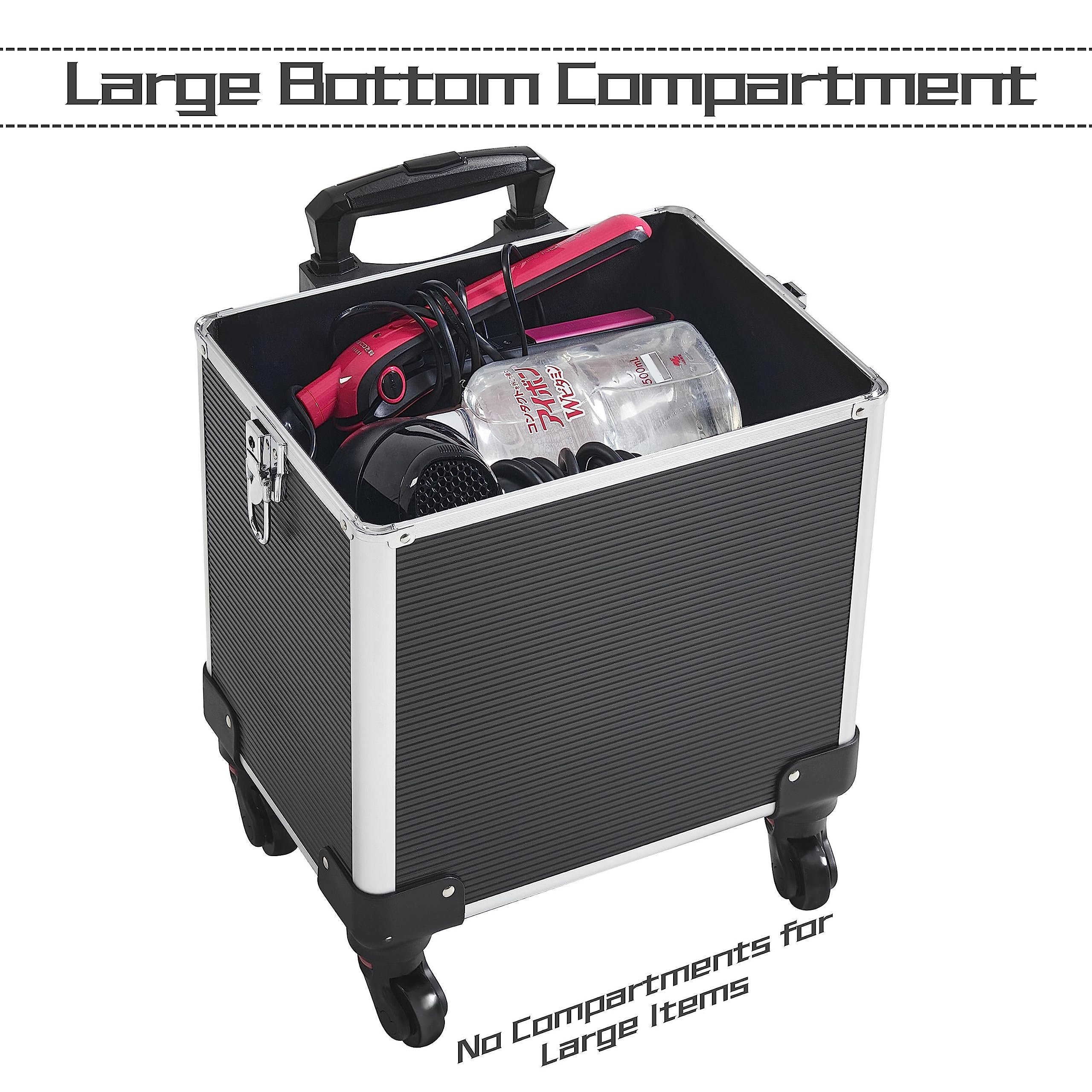 5 in 1 Wheels Aluminum Beauty Travel Case Rolling Cosmetic Organizers 5 in 1 Cosmetology Case