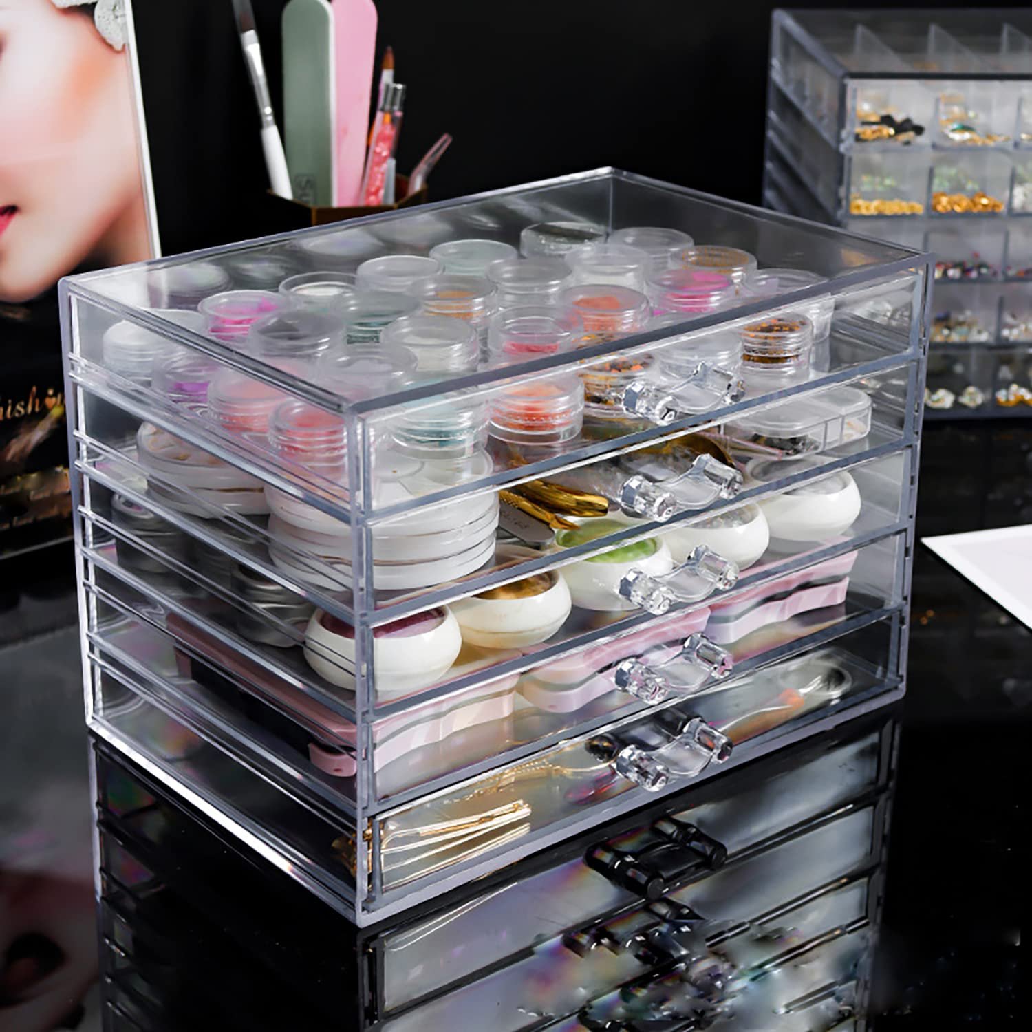 Wholesale Makeup Organizer Acrylic Jewelry Box Organizer with Drawers Makeup Storage Box Lash Organizer for Lipsticks Stackable