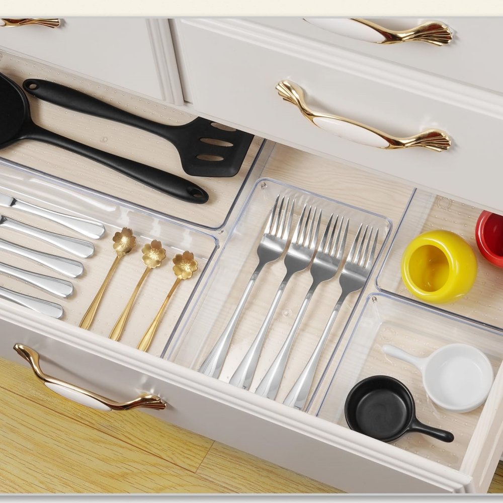 Clear Plastic Drawer Organizers Set Recycle Bathroom and Vanity Drawer Organizer Trays