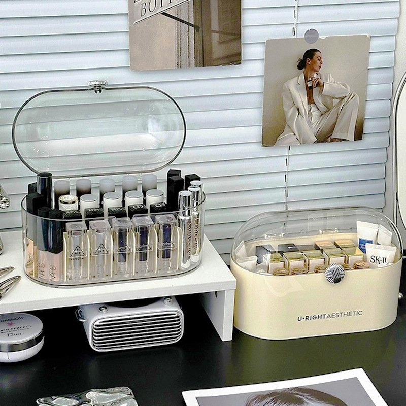 20 Slots Lipstick Display Case With Lid, Cosmetic Makeup Clear Storage Rack