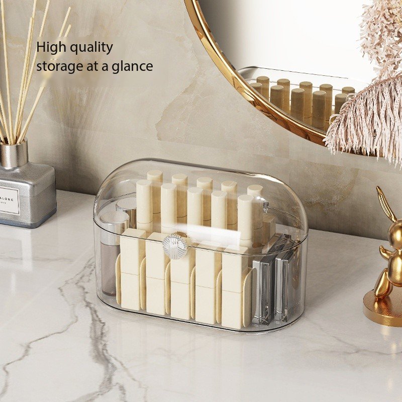 20 Slots Lipstick Display Case With Lid, Cosmetic Makeup Clear Storage Rack