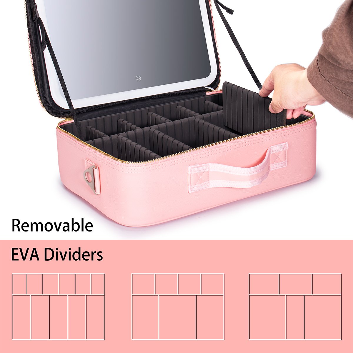 Durable Make up Case Extra Large Travel Train Case Makeup Bag for Cosmetic Organize with Adjustable High Dividers