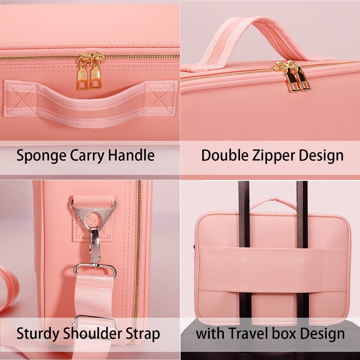 Durable Make up Case Extra Large Travel Train Case Makeup Bag for Cosmetic Organize with Adjustable High Dividers