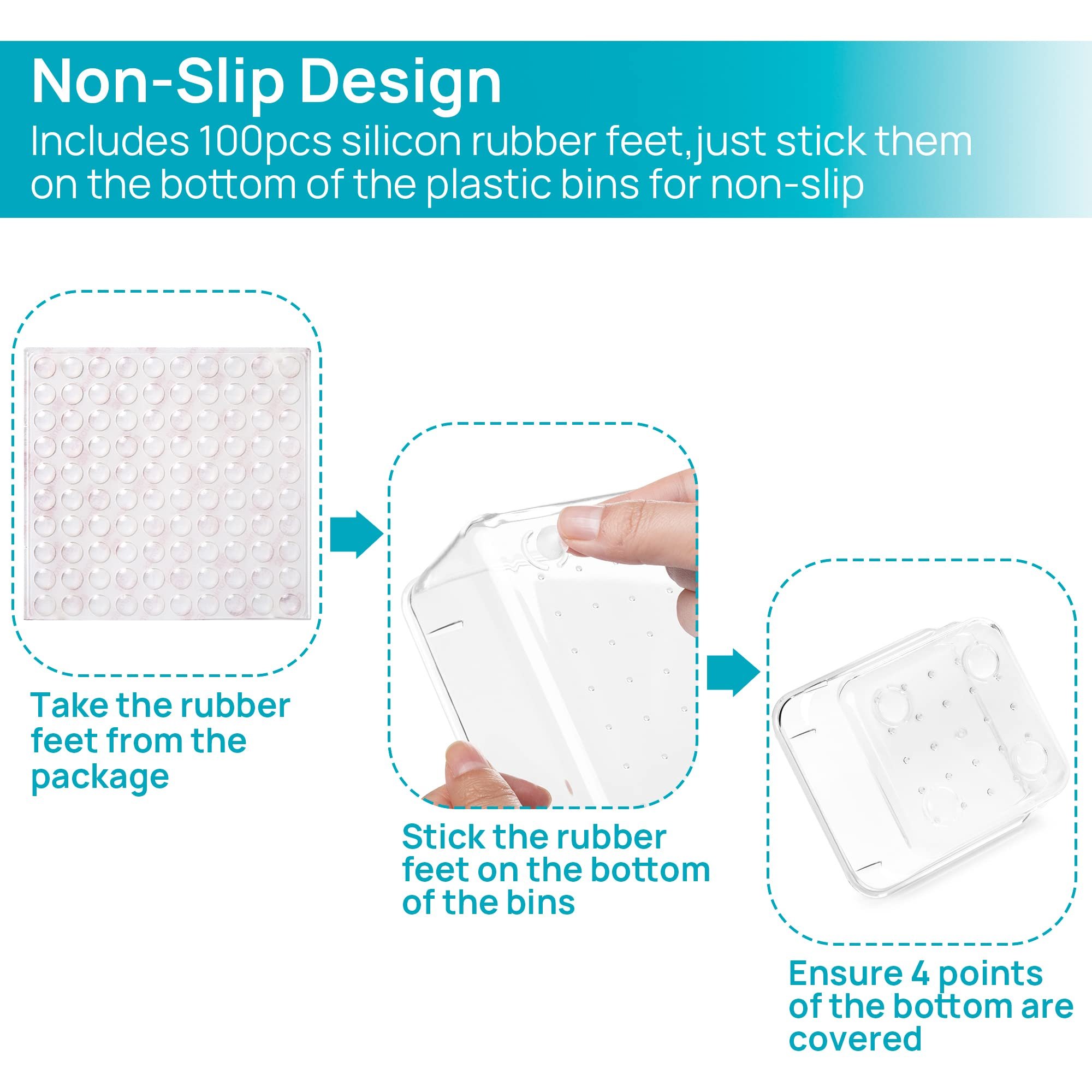 25 PCS Transparent Plastic Drawer Organizer Tray Set,4-Size Bins for Makeup, Bedroom, Kitchen Gadgets Utensils and Office