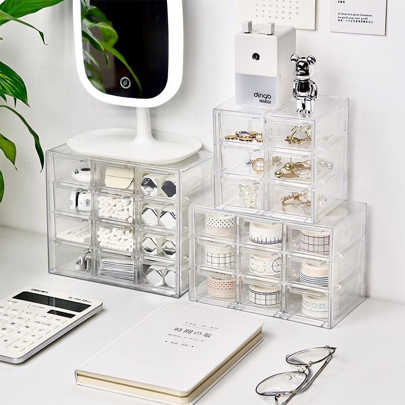 Transparent Plastic Cosmetic Storage Box for Bathroom Dressing Table for Storing Lipstick Makeup Brushes Skin Care Products
