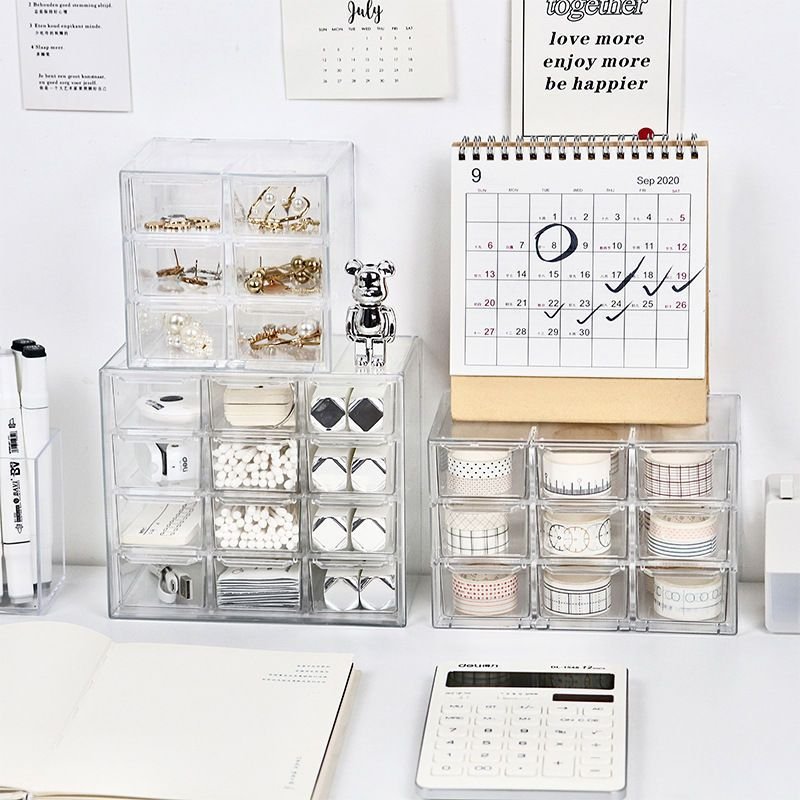 Transparent Plastic Cosmetic Storage Box for Bathroom Dressing Table for Storing Lipstick Makeup Brushes Skin Care Products