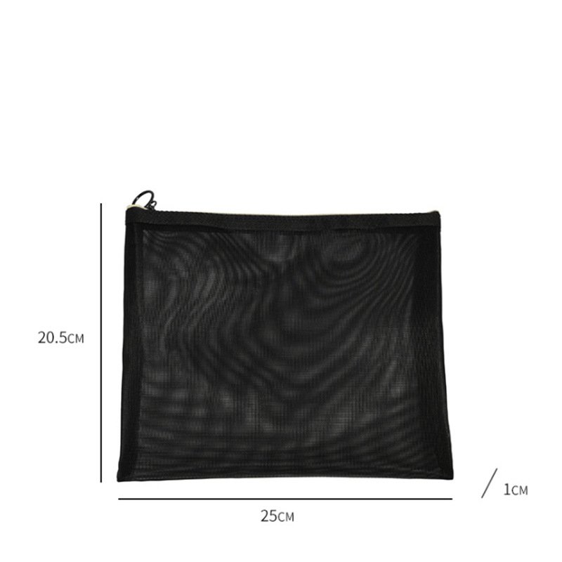 Black Travel Mesh Cosmetic Makeup Organizer Bags with Zipper diaper bag organizing pouches Nylon toiletries Bag For Women Men