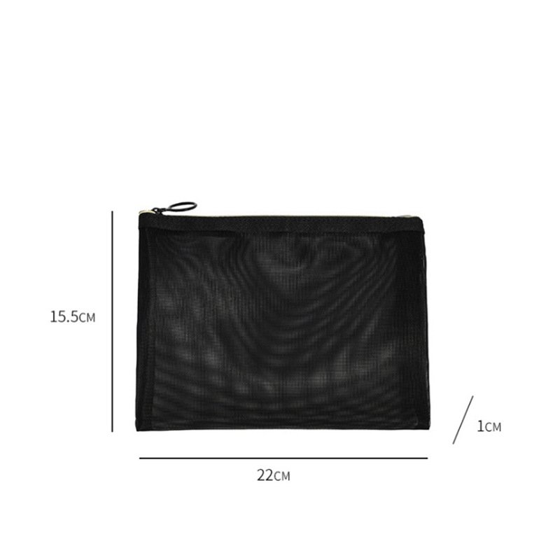 Black Travel Mesh Cosmetic Makeup Organizer Bags with Zipper diaper bag organizing pouches Nylon toiletries Bag For Women Men