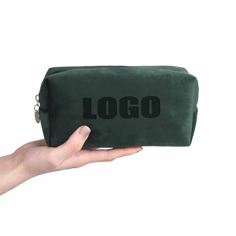 compact suede velvet cosmetic storage makeup bag & case custom travel velvet pouch makeup bag with embroidery logo make up bag