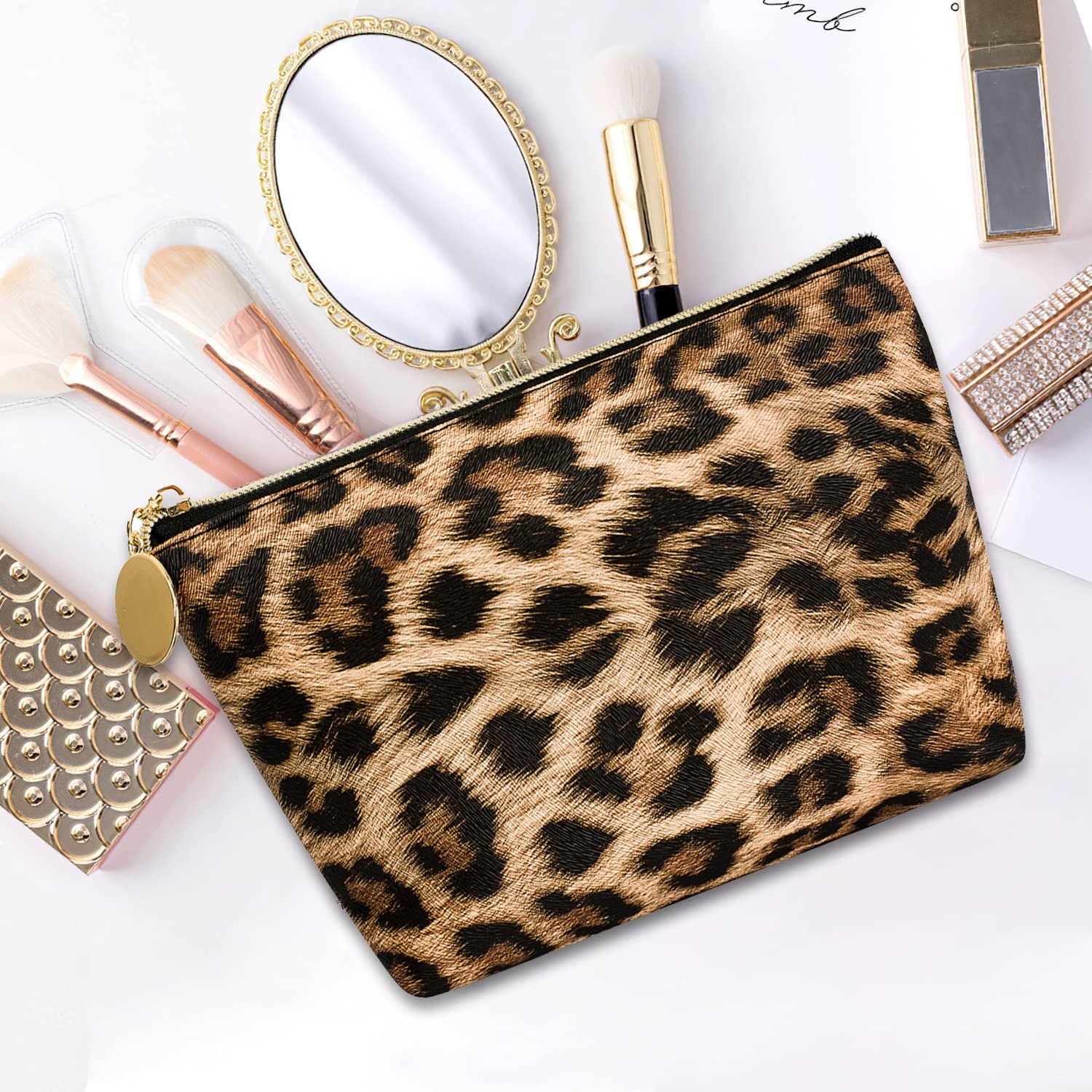 Animal print makeup bag Leopard design beauty pouch Cheetah pattern cosmetic case Wild print makeup organizer print toiletry bag