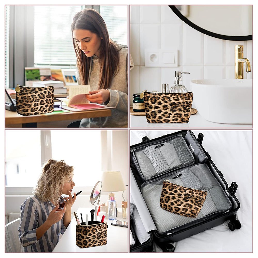 Animal print makeup bag Leopard design beauty pouch Cheetah pattern cosmetic case Wild print makeup organizer print toiletry bag