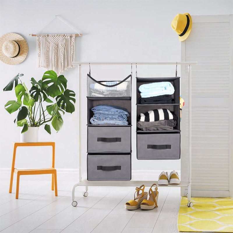 7 Shelf Closet Organizers and Storage with Drawers, Hanging Closet Organizer, Hanging Shelves Dorm Room