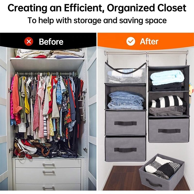 7 Shelf Closet Organizers and Storage with Drawers, Hanging Closet Organizer, Hanging Shelves Dorm Room