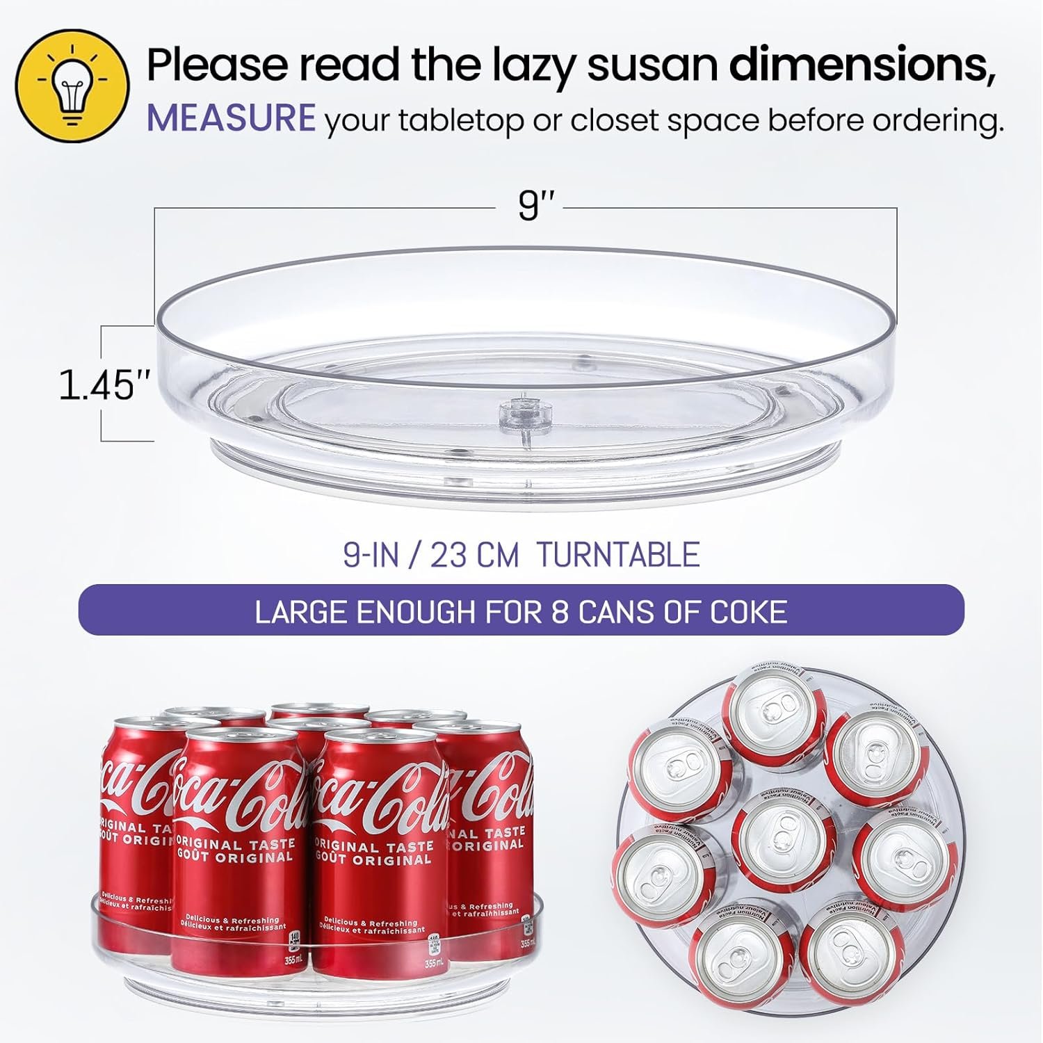 Clear Non Skid Lazy Susan Organizers Rotating Makeup Organizer Condiments Storage Tray Plastic Acrylic Turntable Spice Rack