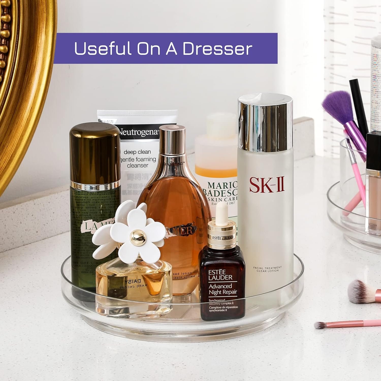 Clear Non Skid Lazy Susan Organizers Rotating Makeup Organizer Condiments Storage Tray Plastic Acrylic Turntable Spice Rack