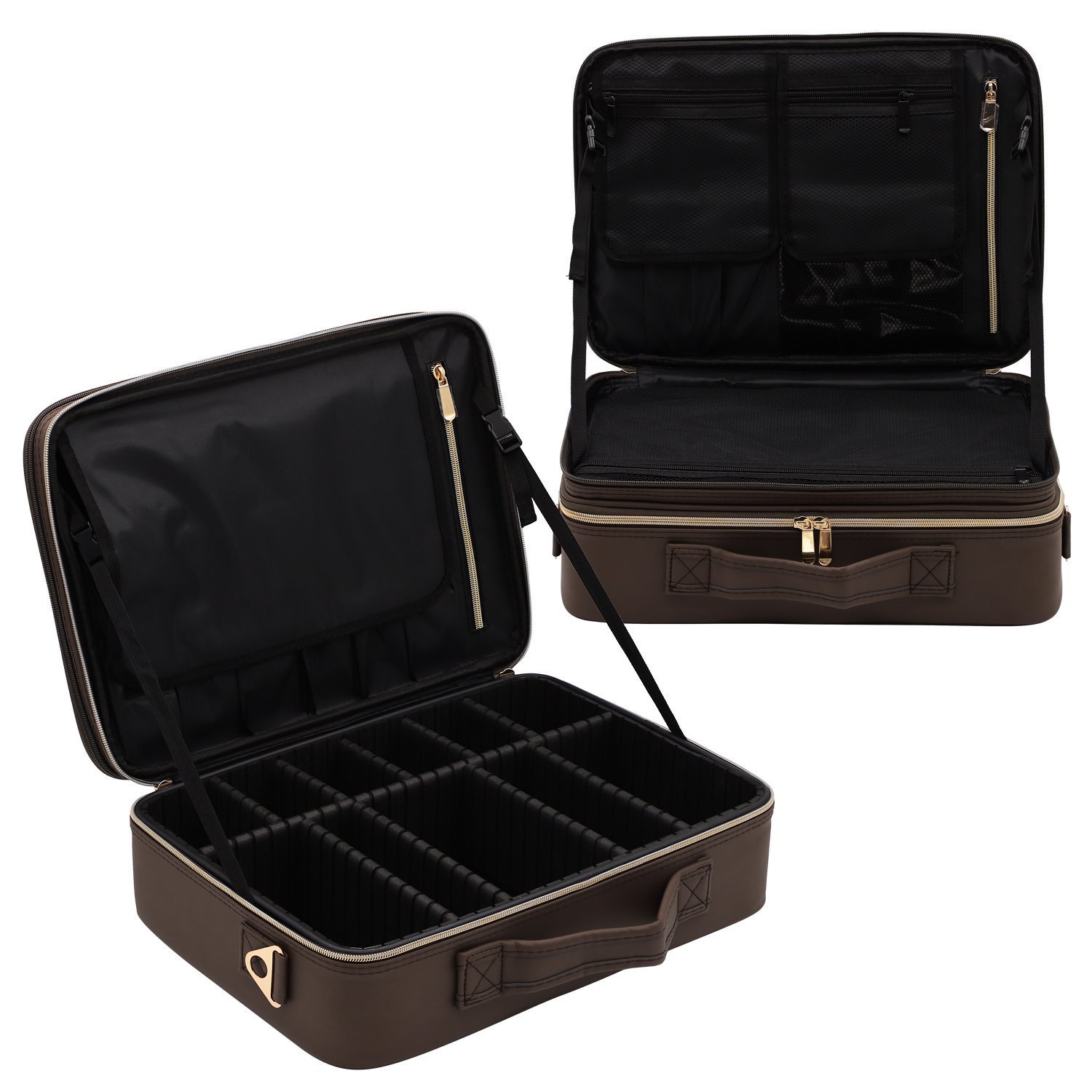 Keyson Wholesale Portable Travel Makeup Organizers Storage Case Makeup Bag Cosmetic Train Case with 2 layers for make up artists