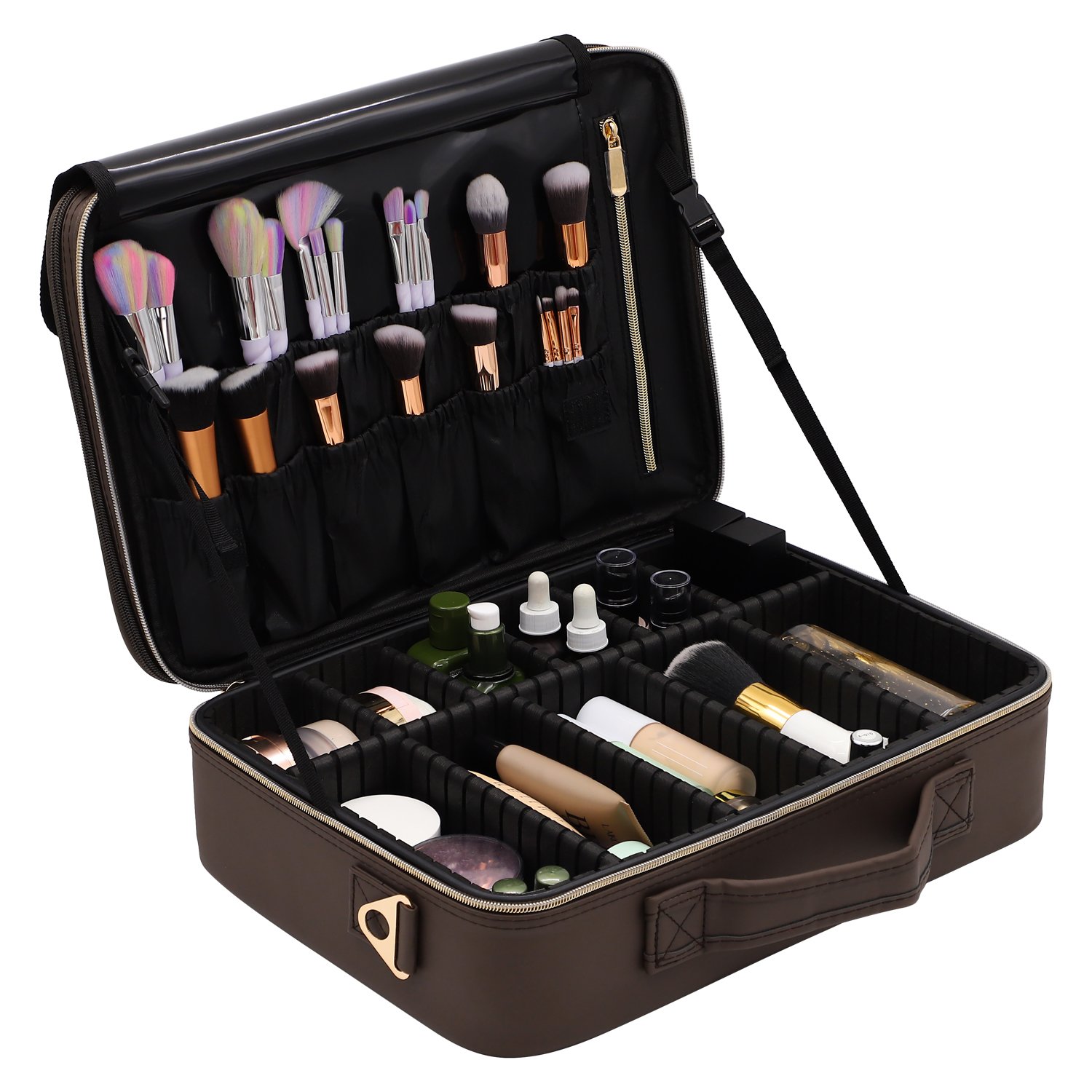 Keyson Wholesale Portable Travel Makeup Organizers Storage Case Makeup Bag Cosmetic Train Case with 2 layers for make up artists