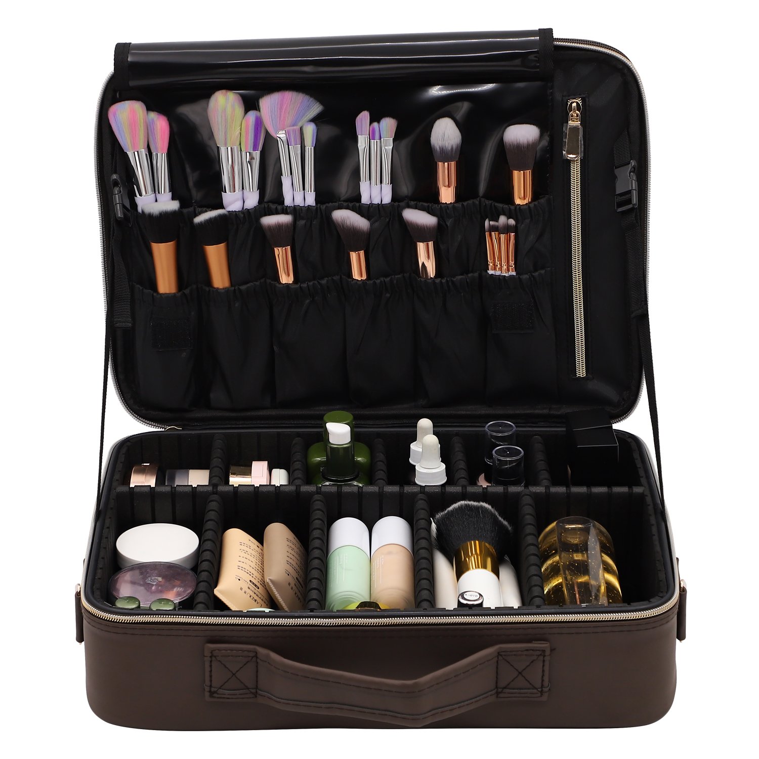 Keyson Wholesale Portable Travel Makeup Organizers Storage Case Makeup Bag Cosmetic Train Case with 2 layers for make up artists