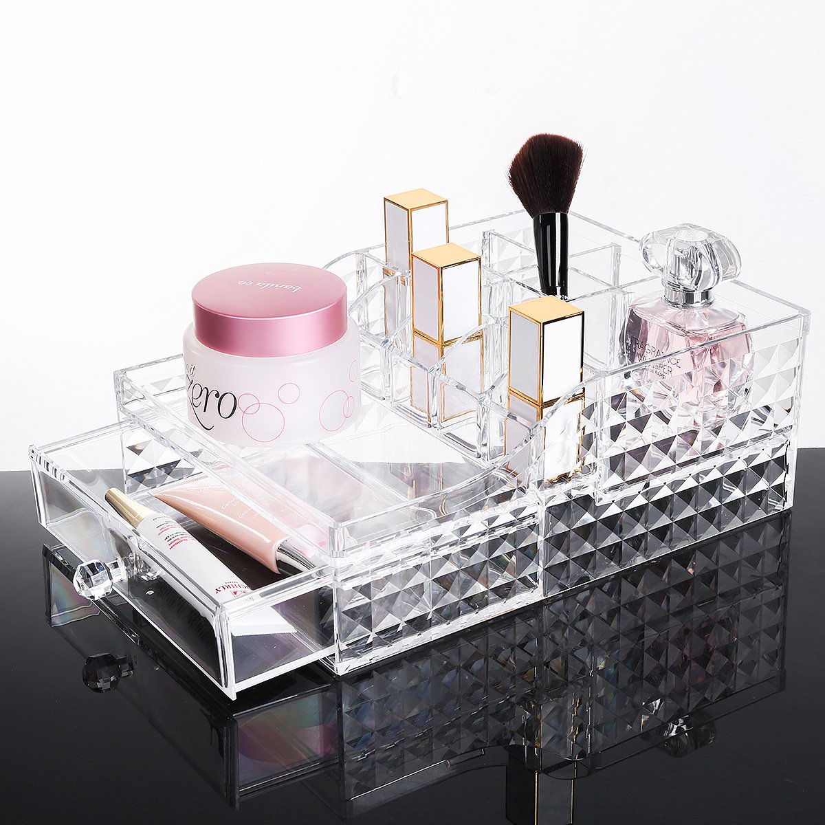 Acrylic Clear Stackable Make Up Drawers Organizers Counter Cosmetic Lipstick Display Cases Skin Care Vanity Box With wholesale