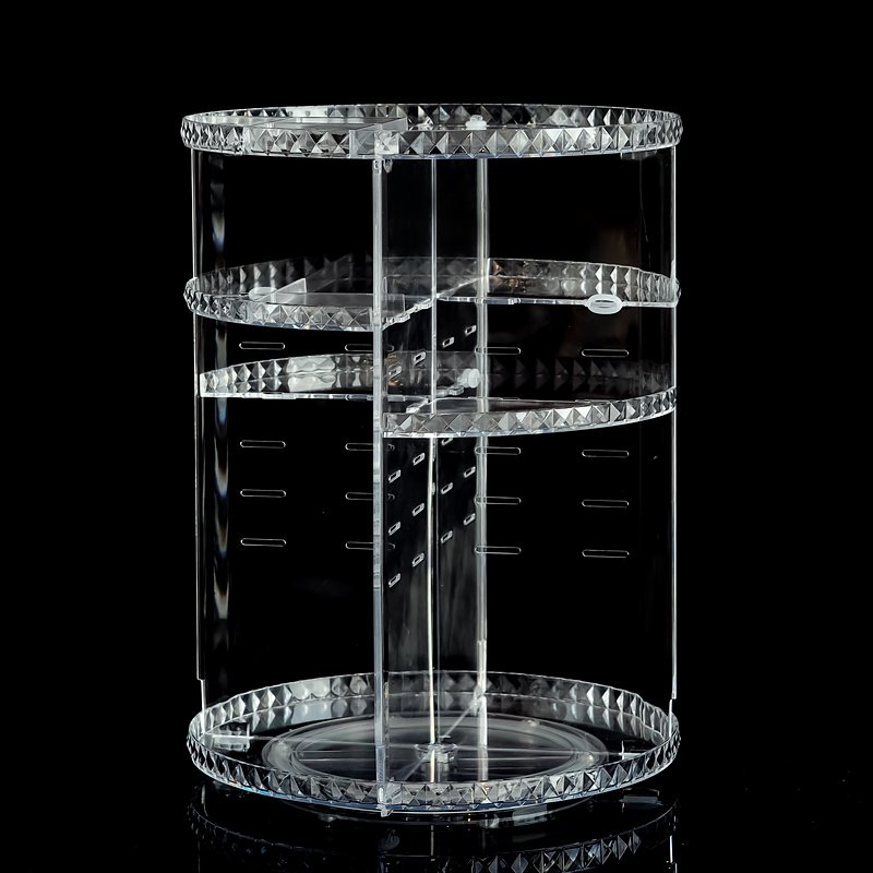 wholesale Transparent Adjustable 360 degree rotation Cosmetic Storage Box 360 rotating makeup organizer