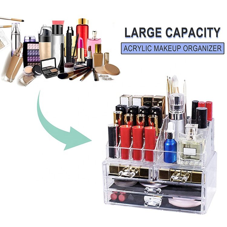 Wholesale Box Clear Acrylic Vanity Makeup Cosmetic Organizer Makeup Organizer With Drawers