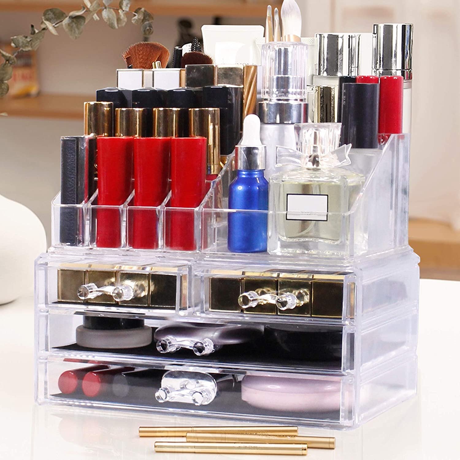 Wholesale Box Clear Acrylic Vanity Makeup Cosmetic Organizer Makeup Organizer With Drawers