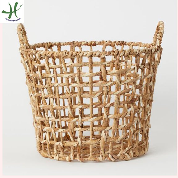 Eco-Friendly Water hyacinth basket with two handles, fruit basket for harvest, straw woven basket