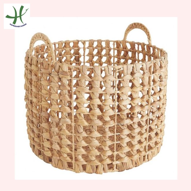 Eco-Friendly Water hyacinth basket with two handles, fruit basket for harvest, straw woven basket