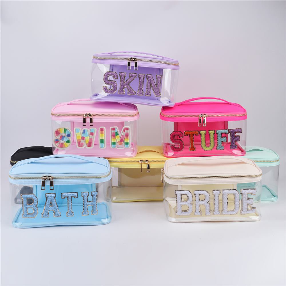 Large Travel Cosmetic Transparent Waterproof Tote Beach Bags 2023 With Zipper Clear PVC Wash Bag See Though toiletry bag
