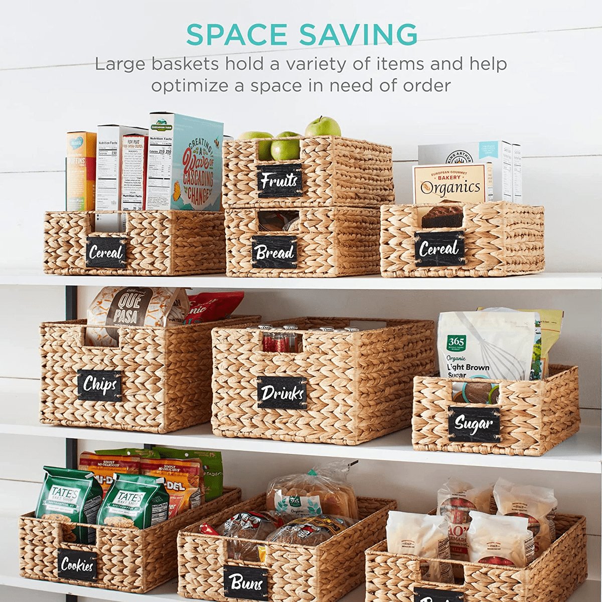 Wholesale Price Handmade Munti function Woven Pantry Baskets Woven Wicker Kitchen Organizers with Handles