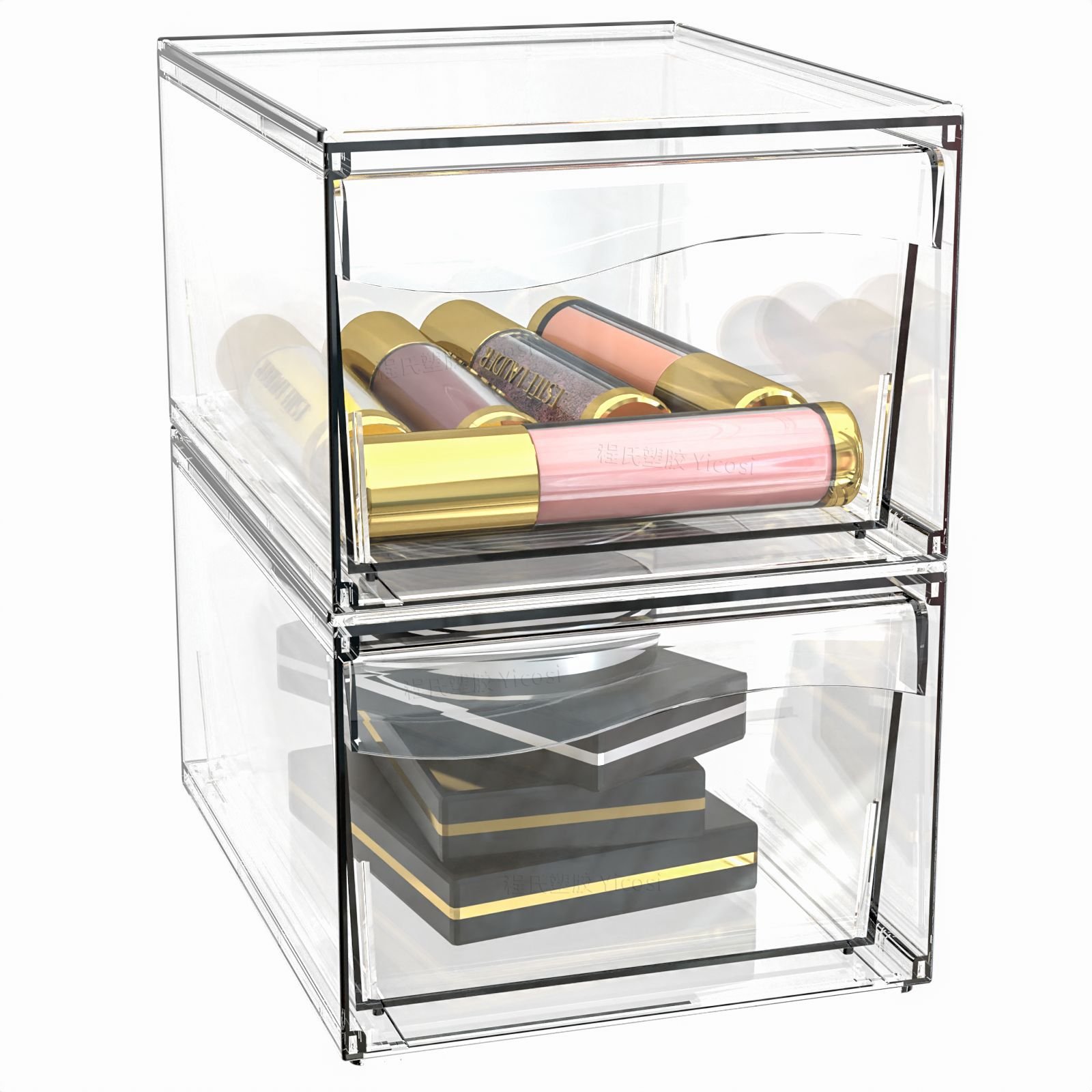 New Arrival 4Pack Clear Makeup Jewelry Drawer Organizer Desk Organizer Storage Container