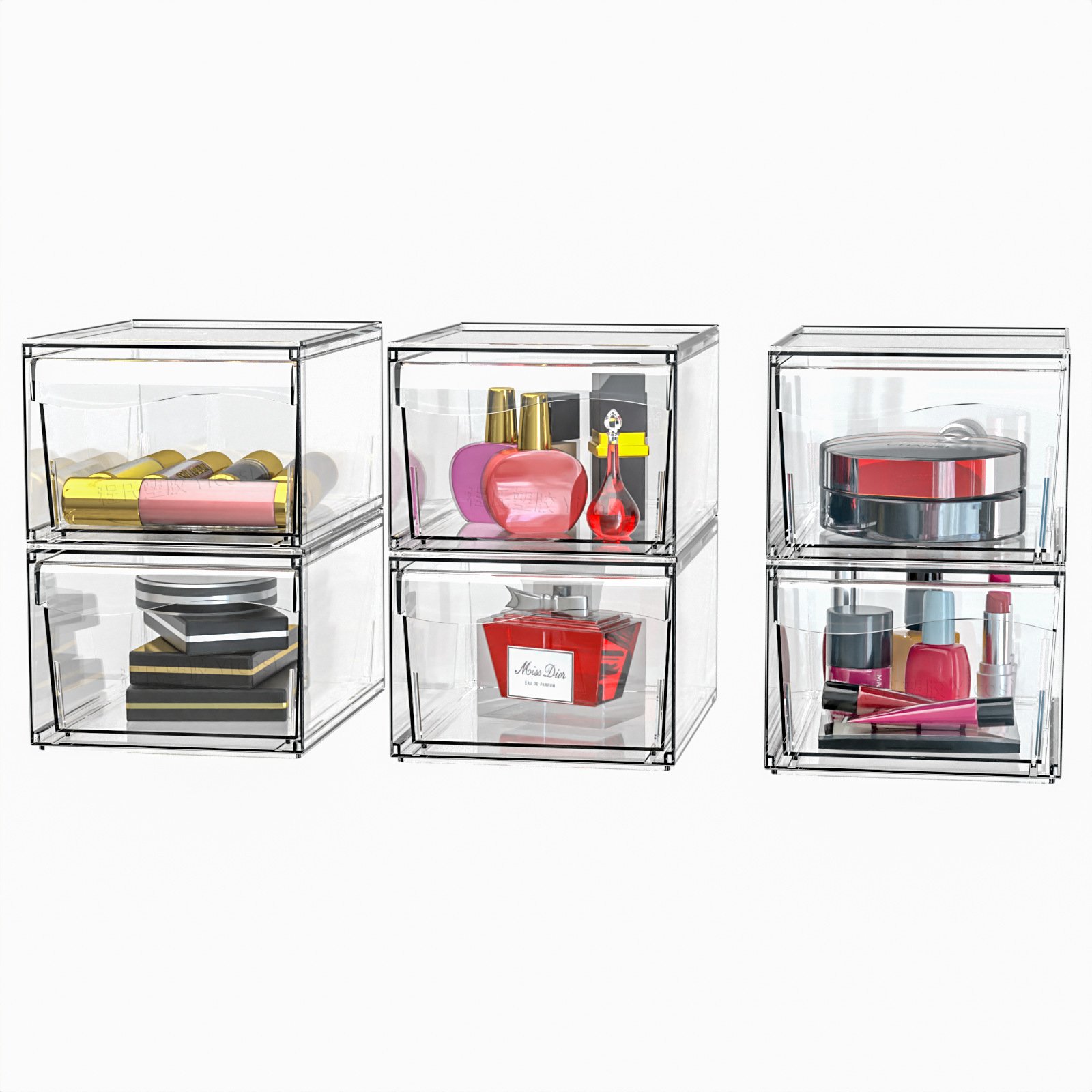 New Arrival 4Pack Clear Makeup Jewelry Drawer Organizer Desk Organizer Storage Container