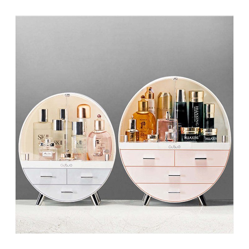 New Trend Cosmetic Display Rack Dust Water Proof Bins Makeup Storage Organizer Box with Drawers and Lipstick Holder Plastic Box