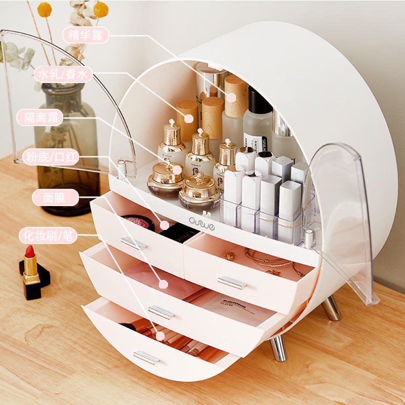 New Trend Cosmetic Display Rack Dust Water Proof Bins Makeup Storage Organizer Box with Drawers and Lipstick Holder Plastic Box