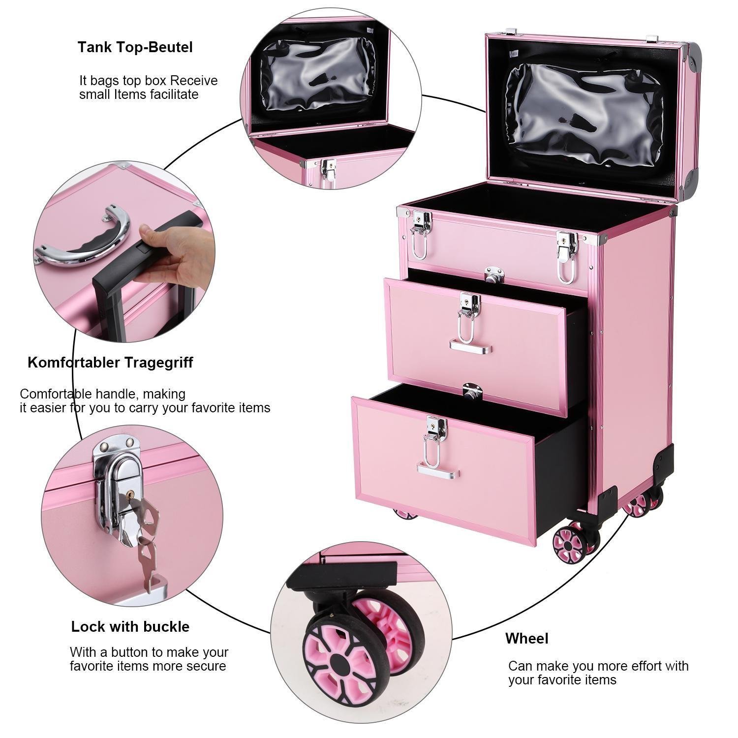 Professional Rolling Makeup Case Multifunction Cosmetic Case Beauty Salon Makeup Case Organizer