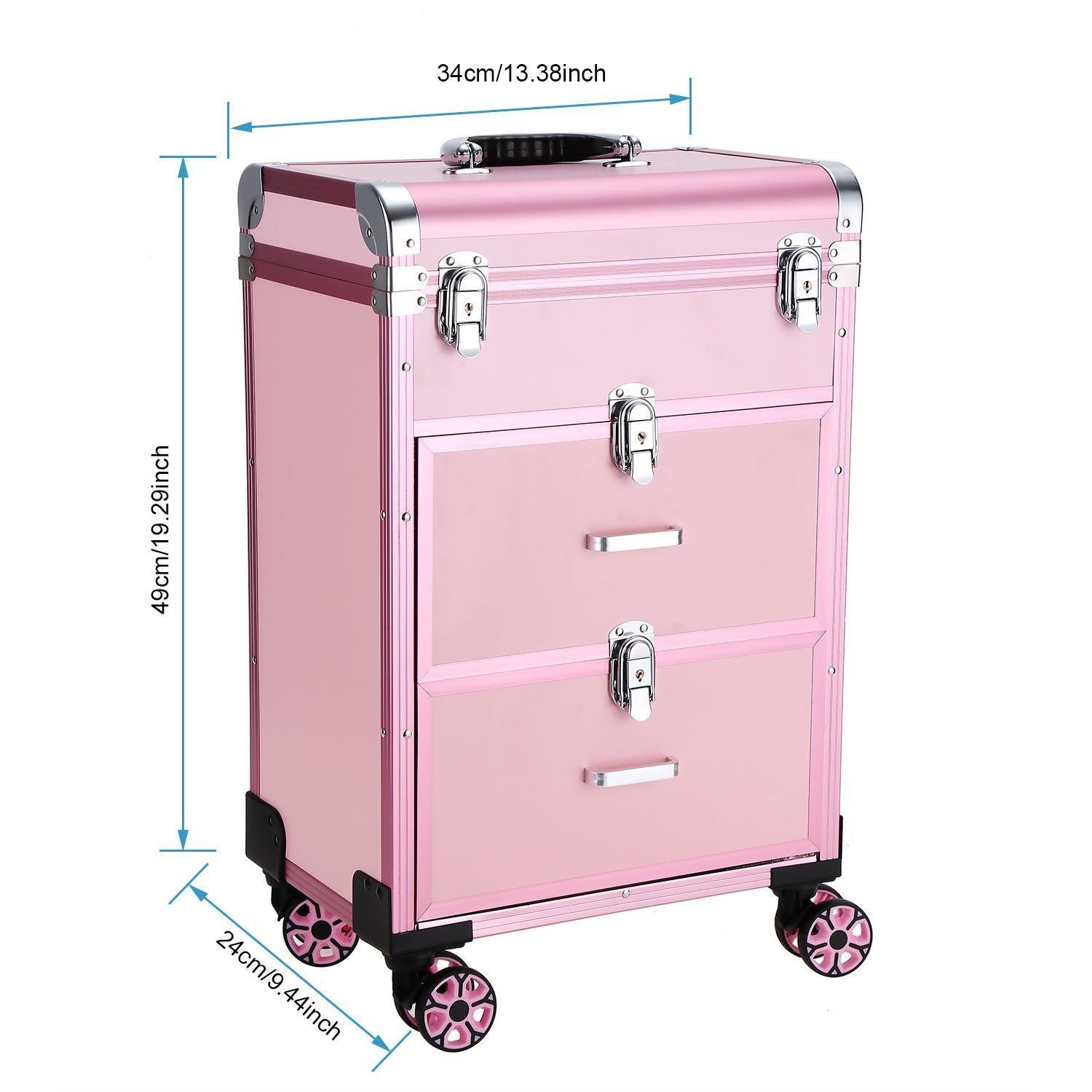 Professional Rolling Makeup Case Multifunction Cosmetic Case Beauty Salon Makeup Case Organizer