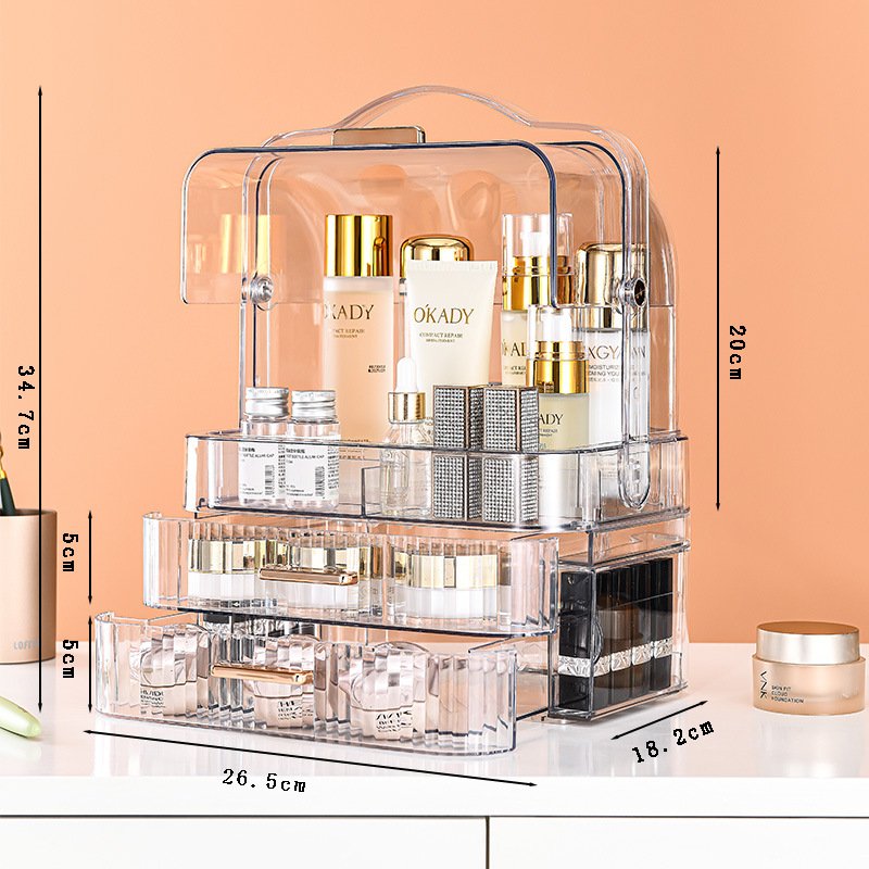 plastic desktop Vanity Beauty Case Skincare Storage Organizer Clear drawer Cosmetic Organizer large Makeup Display Box
