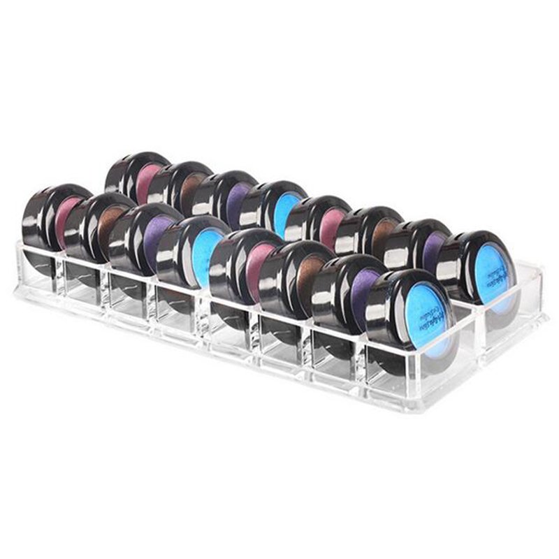 Clear Acrylic 16 Grids Makeup Organizer Makeup Powder Storage Box Lipstick Makeup Brushes Holder Eye Shadow Cosmetic Box