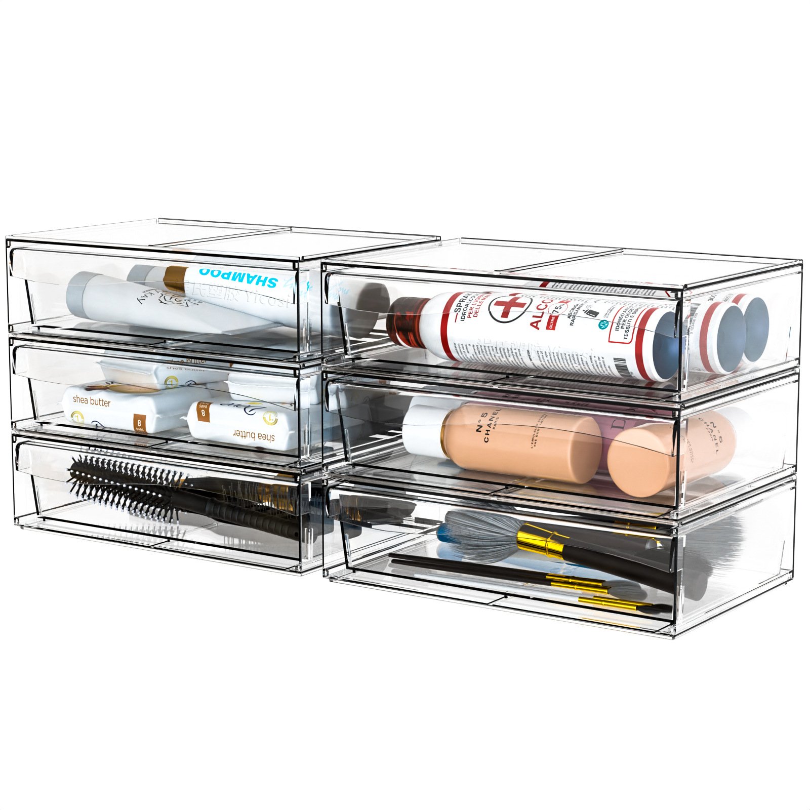 New Arrival 4 Pack Clear Plastic Makeup Jewelry Closes Wardrobe Organizer Desk Organizer Drawer Organizer Storage Container