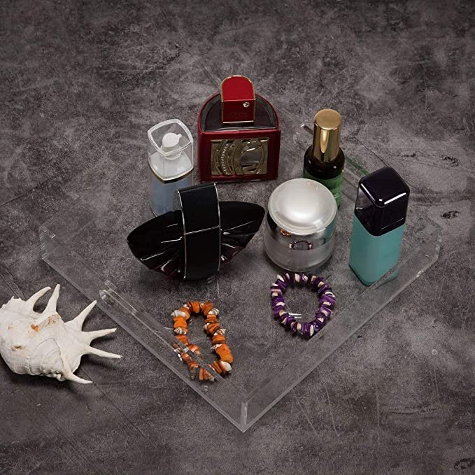 Custom Decorative Storage Organize Tray Clear Acrylic Serving Tray for Food Makeup Jewelry