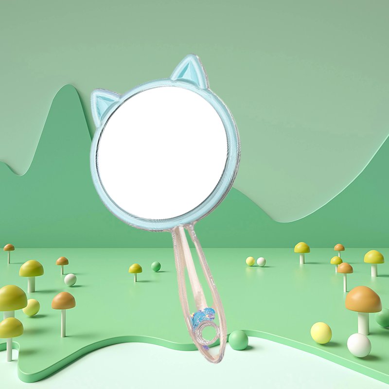 Cartoon Stitch Pattern Handheld Makeup Mirror ABS Plastic Drifting Sand Outdoor Carrying Organizing Mirror