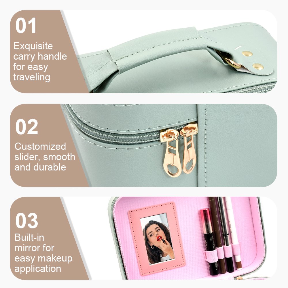 China Factory Light Travel Makeup Train Case Cosmetics Storage Box with Mirror for Perfume, Beauty, Lipstick, Facial Mask