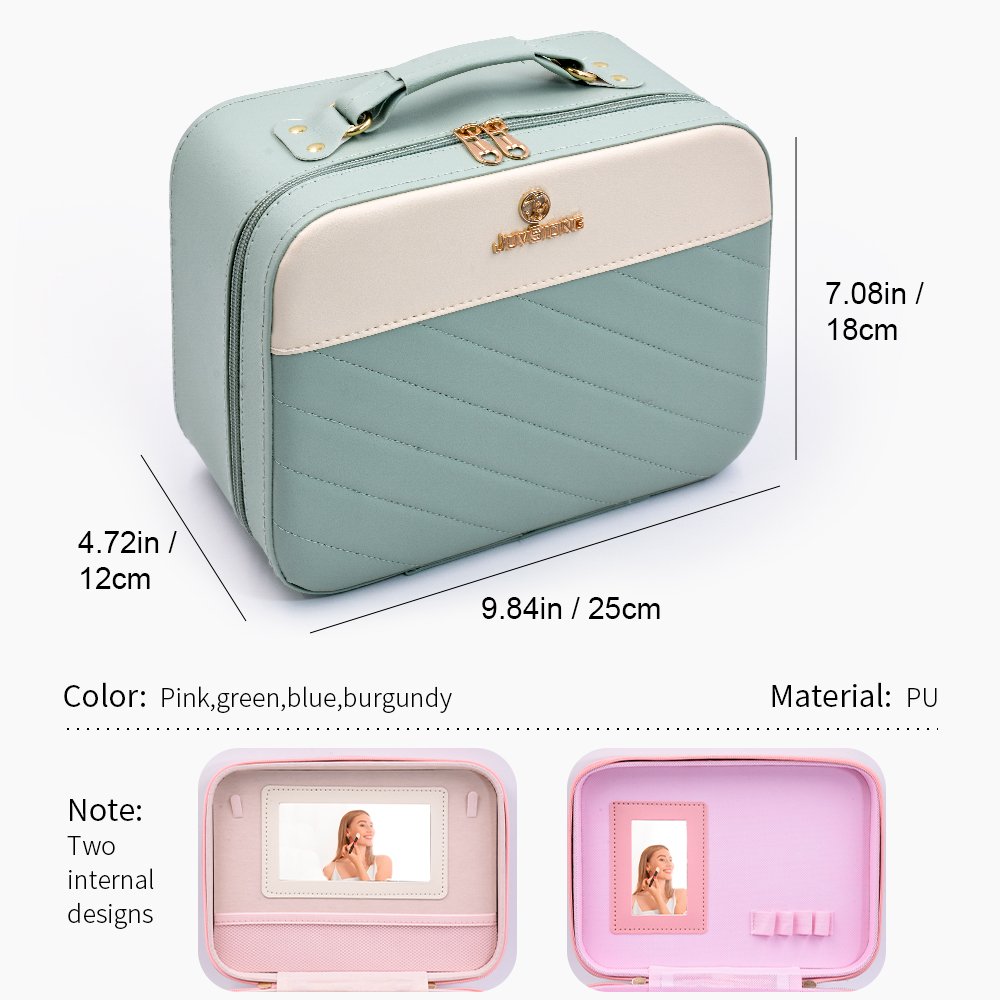 China Factory Light Travel Makeup Train Case Cosmetics Storage Box with Mirror for Perfume, Beauty, Lipstick, Facial Mask